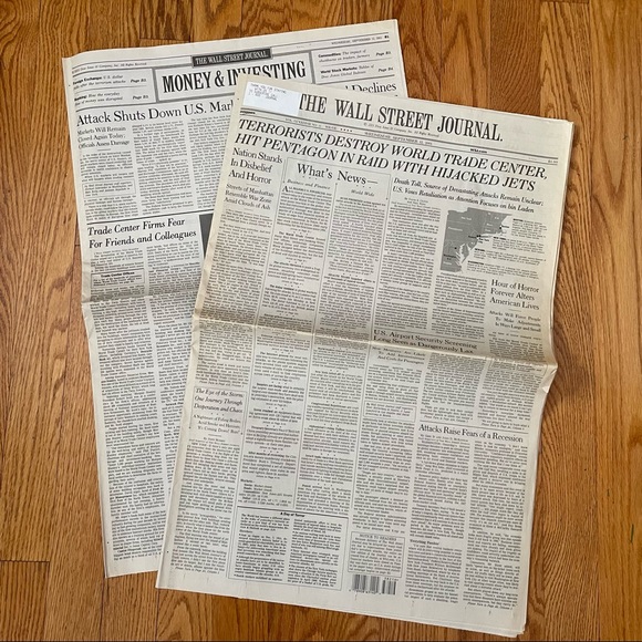 Wall Street Journal from 9/12/2001, chronicles 9/11 - Picture 3 of 4